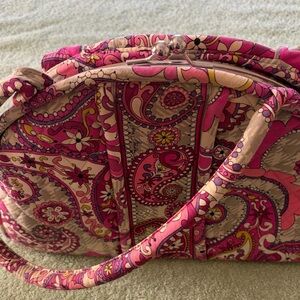 Vera Bradley Pink Paisley Kiss Lock Frame Bag Quilted Cotton Handbag